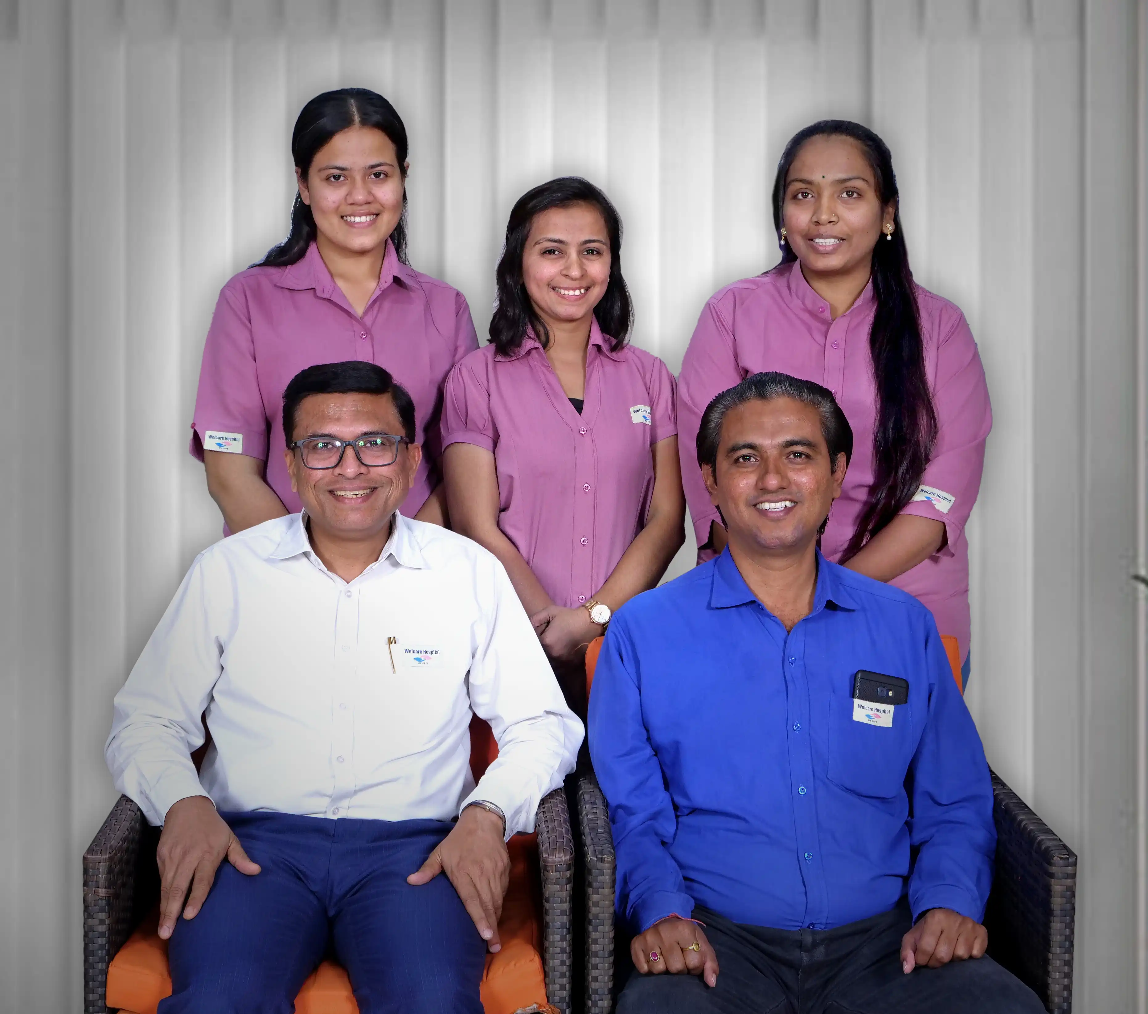 Back row - Ms. Harmita korjani, Ms. Ritixa Basera, Ms. Rupal Rana, Front row - Mr. Hemal Parikh, Mr. Mayur Pandya - Welcare Hospital Vadodara