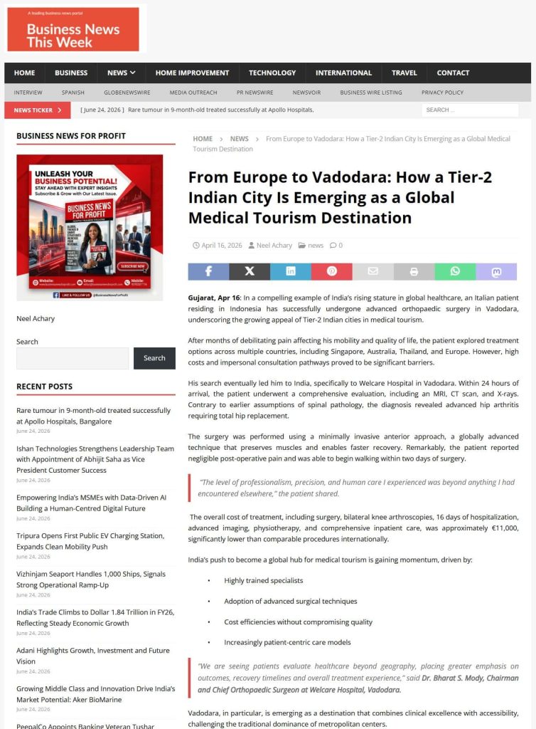 From Europe to Vadodara How a Tier-2 Indian City Is Emerging as a Global Medical Tourism Destination
